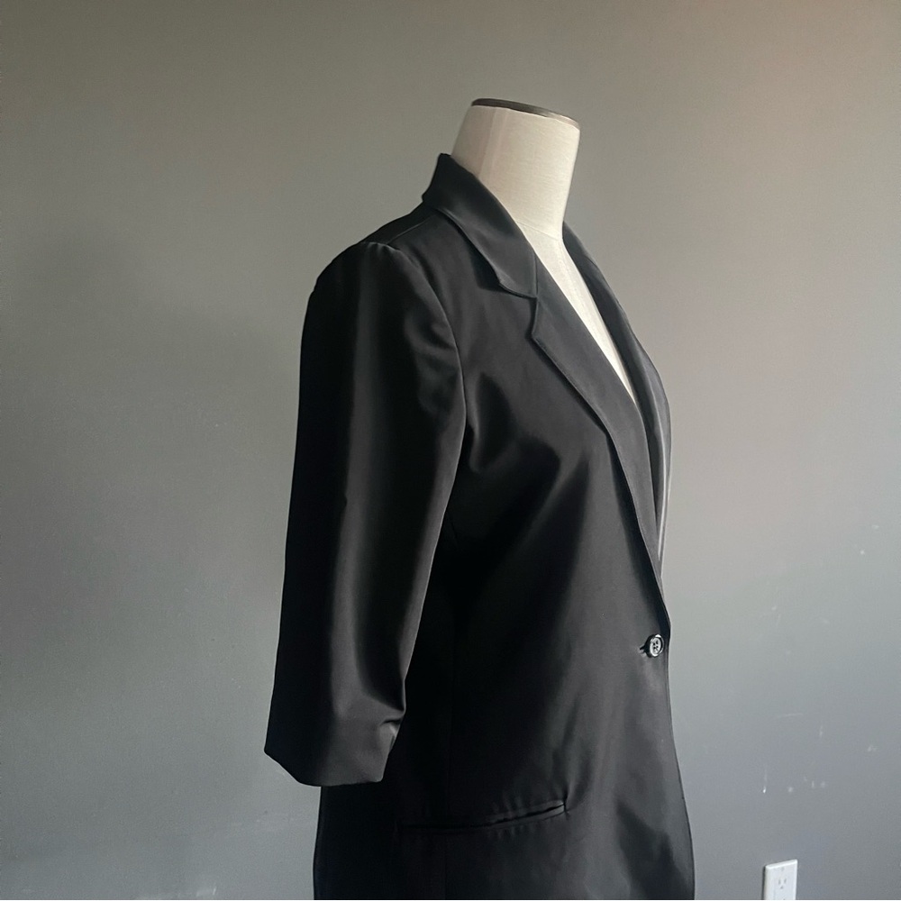 Elizabeth and James Black Longline Blazer 3/4 Sleeve Tailored Jacket Blazer - Picture 3 of 7